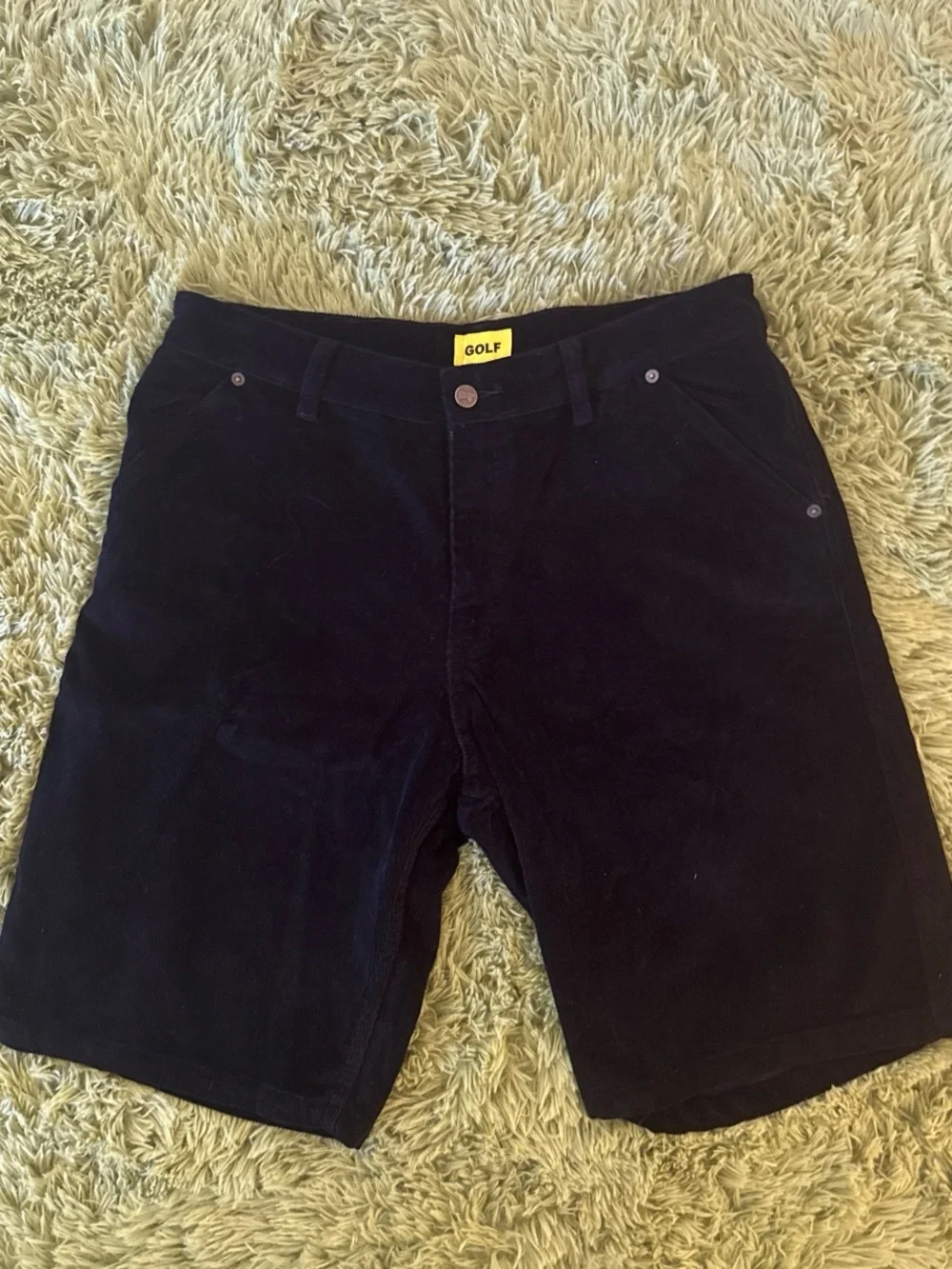 Golf Wang Black Corduroy Waistband Shorts with Yellow Label
